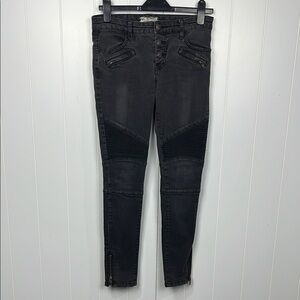 Free People Womens Jeans 28 Dark Gray/Black Skinny Mid-Rise Zip Pockets & Ankles
